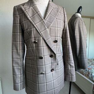 REISS Plaid Double-Breasted Blazer